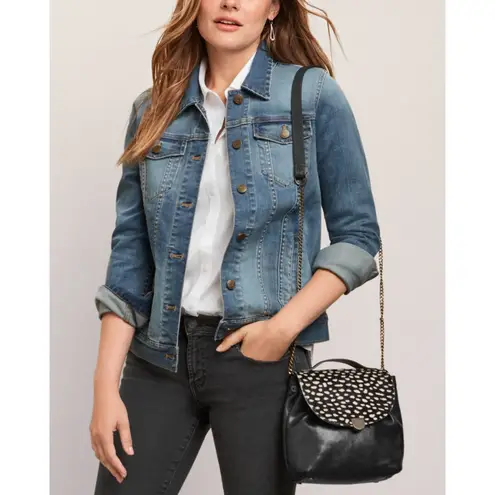 Garnet Hill Harlyn Structured Handbag Leather Calf Hair Lined Crossbody Chain