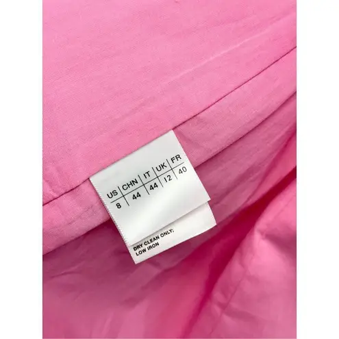 Lafayette 148 New York Linen Silk Blazer Size 8 Pink V Neck Slim Silhouette NEW