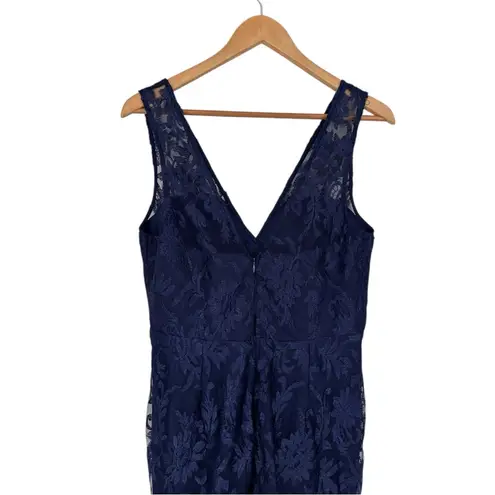 Maniju Baltic Born Navy V Neck Gown size Large Pearls V Back Long Formal NWT