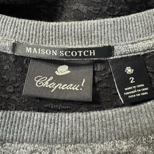 Scotch & Soda Maison Scotch Chapeau Mixed Media Sequin Sweatshirt Grey Size 2