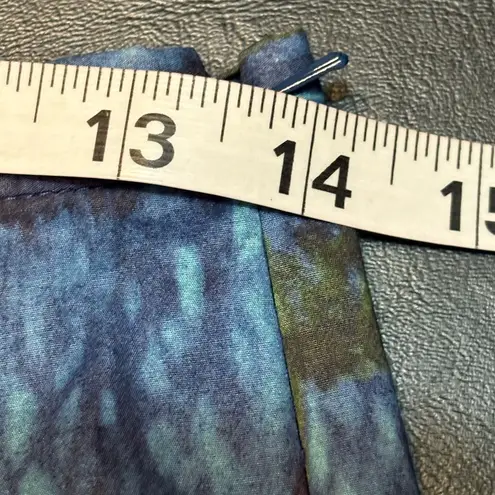 Talbots  Skirt Women’s 2 Blue Green Cotton Spandex Pleated Side Zip Workwear