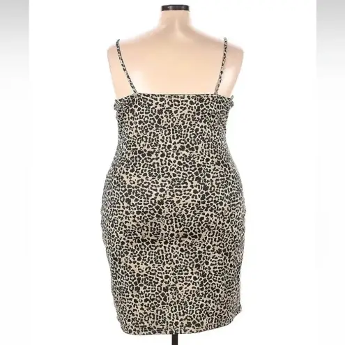 ASOS Wednesday's Girl Leopard Cami Party Mini Dress Plus Size 18 Tan