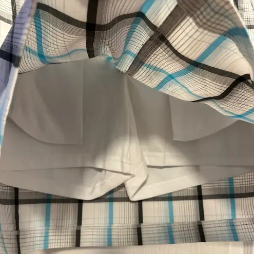 IZOD Women Sport Skirt Golf Tennis Plaid Blue White Black Size 6 Cool FX Stretch