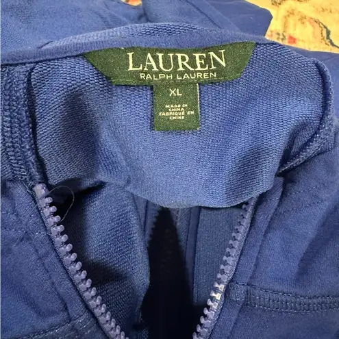 LAUREN RALPH LAUREN ROYAL Blue Sleeveless Hooded FULL ZIPPERED Vest XL