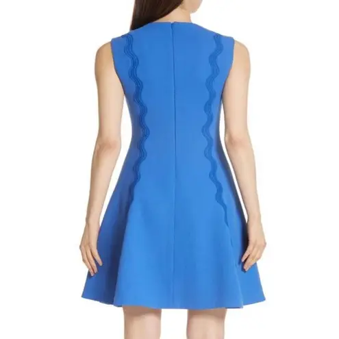 Lela Rose Women's Cobalt Blue Wave Lace Trim Sleeveless Fit & Flare Dress sz 10