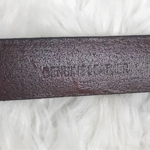 VINTAGE Whiskey Brown Genuine Leather Skinny Belt Classic MInimalist 90s Small Brown