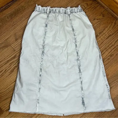 Wash Lab | Sally Button Front Skirt Grey Wash Midi Denim Size 31 Gray