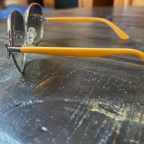 Boutique Mustard Yellow Sunglasses with Turquoise Butterflies Aviator Style