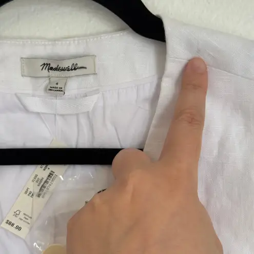 Madewell NWT  Wharton Long Suiting Vest in White Sz 4 Small NQ969