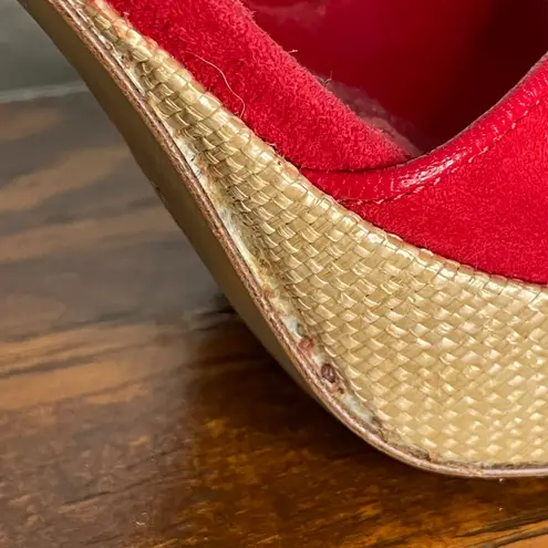 Charles David Red Strappy Platform Heels Open Toe Size 7