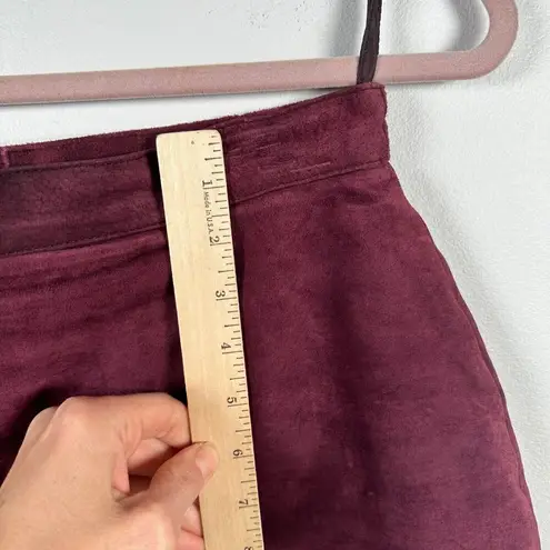 Bagatelle Vintage Womens Skirt Size 12 Tiered Suede Leather Burgundy Pencil