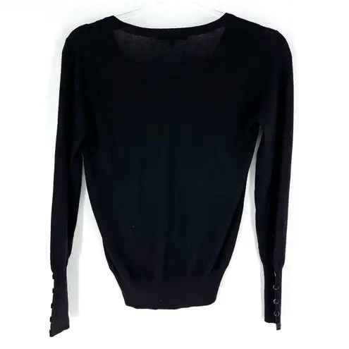Wow Couture Fitted Ribbed V-Neck Fine Gauge Sweater Black S