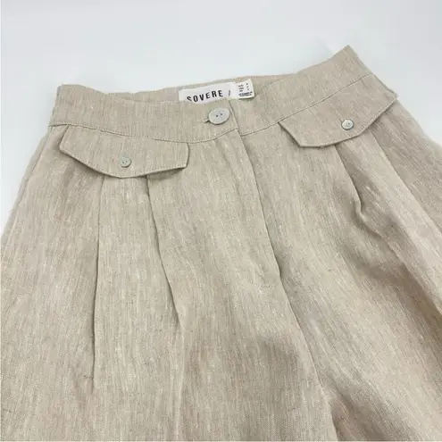 SOVERE | Instance Linen Straight Leg High Waisted Trousers Pants Natural S