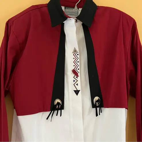 Vintage Rodeo Burgundy Shirt Roughrider by Circle T, Women’s size Small Black