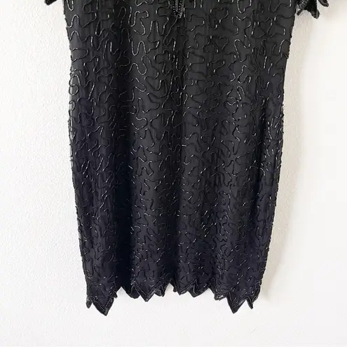 Laurence Kazar New York Beaded Vintage Silk Dress in Black
