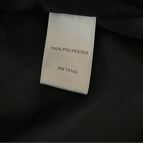 cupio Shift Dress Smocked Neck Swiss Dot Chiffon Overlay Black L