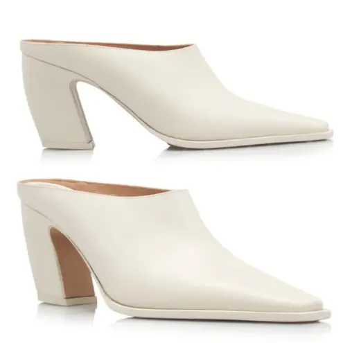 Bottega Veneta NWT Tex Leather Mules Women’s IT37 US7 Sea Salt Dressy Minimalist