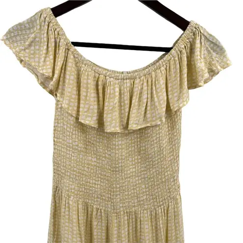 Kiwi & Punch Yellow Romper Ruffle Shoulder Smocked Bodice Size Large New