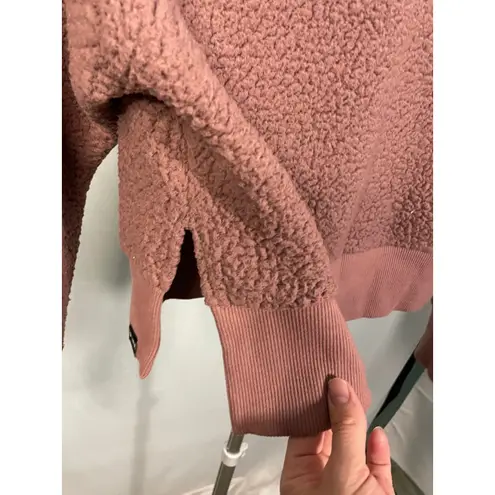 Victoria's Secret PINK Sherpa Fleece Quarter Zip Pullover Sweatshirt Cropped M Size M
