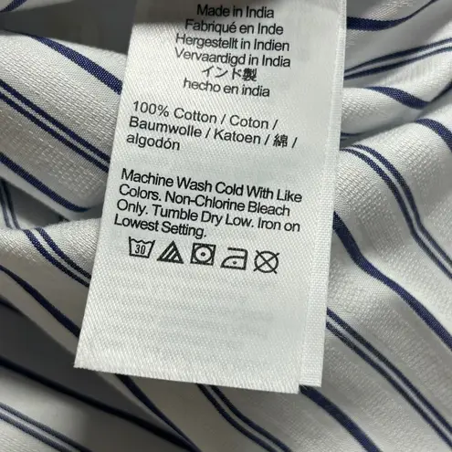 Madewell  Women's Y-Neck Button Up Blue Striped Poplin Shirt S Small New Flaw