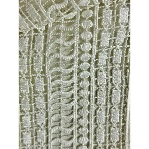 Chico's Chico’s Lace-Trim Crochet Tunic Blouse Women’s 0 (4/6) Semi-Sheer Coastal Preppy