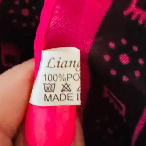 Black and Pink Scarf with Elephants