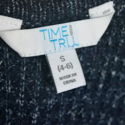 Time and Tru Blueberry Blue Speckled Midi Open Cardigan Sweater Pockets Small - Image 6