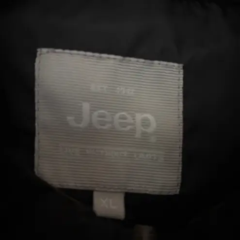 Jeep Black Quilted Puffy Vest Brown Trim Women's Size XL Gorpcore Outdoor Layer