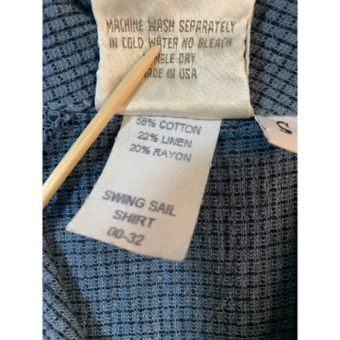 Mill Valley Clothing Company Swing Sail Shirt Womens Small Linen Blend Lagenlook Blue