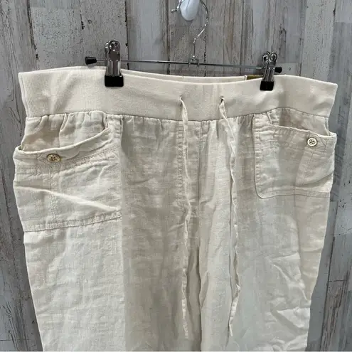 JM Collection NWT Beige 100% Linen Wide Leg Flowy Pants Vacation Beach