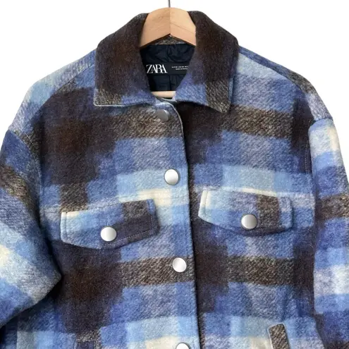 ZARA  Plaid Premium wool blend oversized Shacket XS - Image 6
