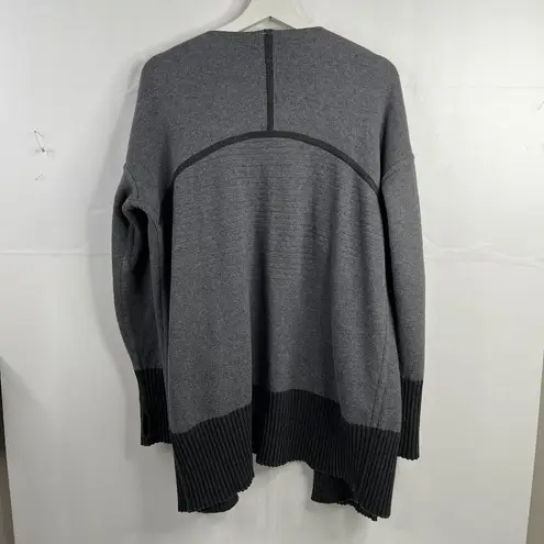 Lululemon  Still Lotus Wrap Sweater Reversible Heathered Black Gray Titanium Sz L