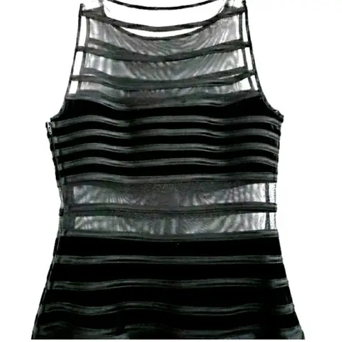 JS Collections Black Velvet/Sheer/Polyeste... Dress Sz 10