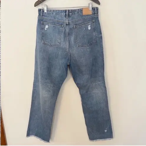 Avec Les Filles Distressed Raw Hem Straight Leg Jeans Size 31 NEW Medium Blue