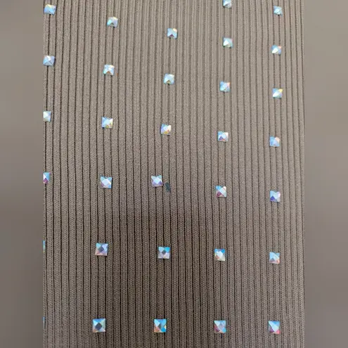 River Island Long sleeve Bodycon Ribbed Midi Nwt Jeweled Dress W/Flaw Sz 8