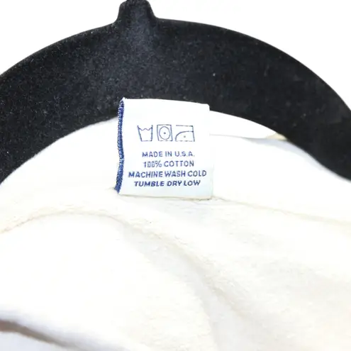 Sporty & Rich Upper East Side Cropped Hoodie Cream Logo Print Size XL White