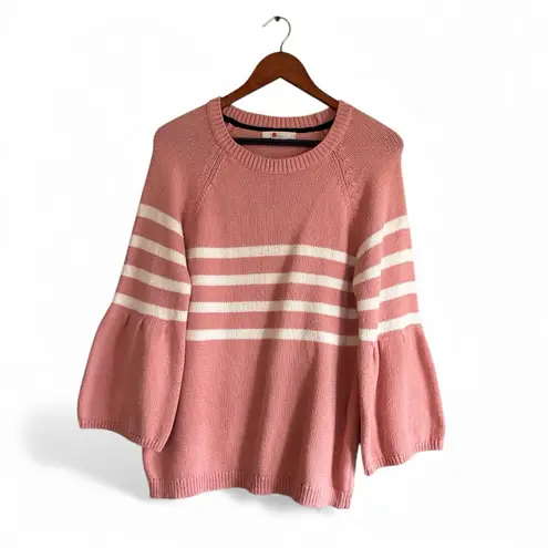 Boden Arianna Jumper blush pink and white striped bell sleeve sweater Size L