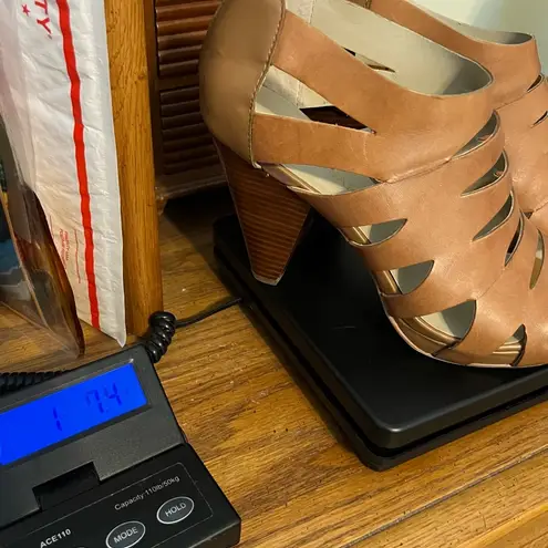 Franco Sarto  Crest Stacked Heels Leather Ankle Sandals Open Toe Size 9 Brown - Image 10