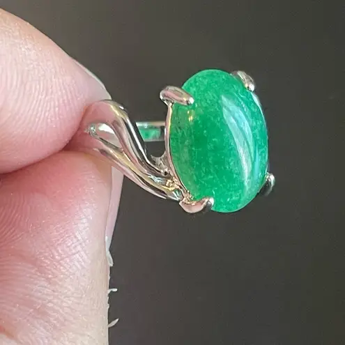 Green jade S925 silver ring size 8.75