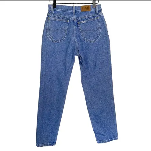 Lee Vtg 80s  Stone Wash High Rise Tapered Mom Jeans Sz 28 Medium Wash Blue