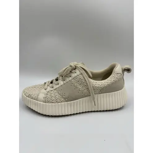 Dolce Vita Nicona Lace Up Low Top Sneakers Women's 10 Sandstone Knit Round Toe