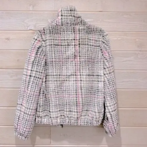 Splendid Plaid Faux Fur Bomber Jacket XS