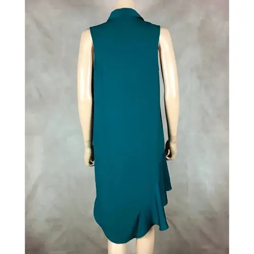 Rachel Roy Emerald Green Flounce-Hem Shirtdress Size MEDIUM