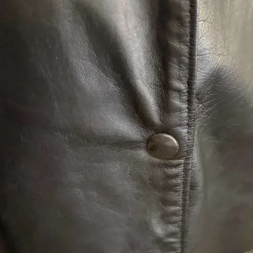 Vintage Rhinestone Studded Black Leather Women's Jacket with Shoulder Pads Size 1X