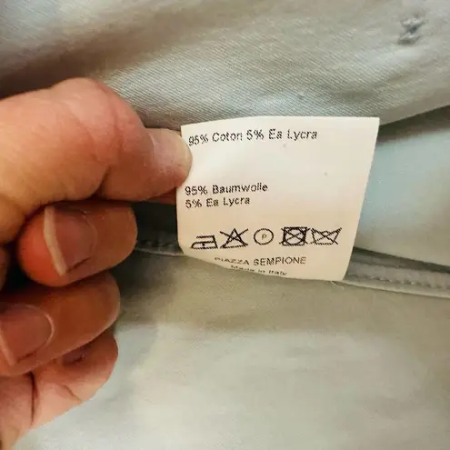 Piazza Sempione Baby Blue Belted Collared Button Front Jacket size US 8