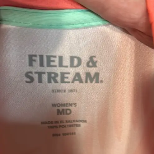 Field & Stream White and Orange Fitted Long Sleeve Tee