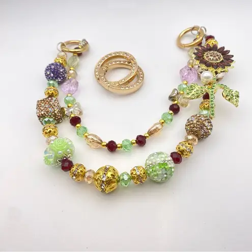 Handmade 🌻Luxury Bag/Phone Chain Charm/Keychain Purple Sunflower Bling Crystal Beads