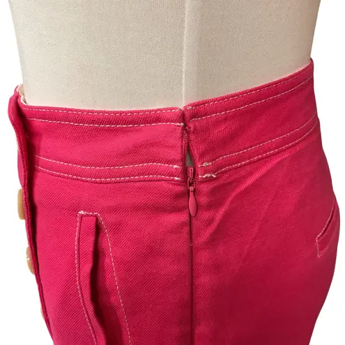 J.Crew  Peyton Sailor Button Front Lined Wide Pants in Stretch Linen Pink Size 8