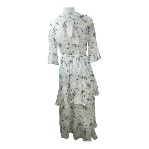 XINOU Womens Dresses White Floral Maxi Dress V Neck High Waist Chiffon size M. Size M