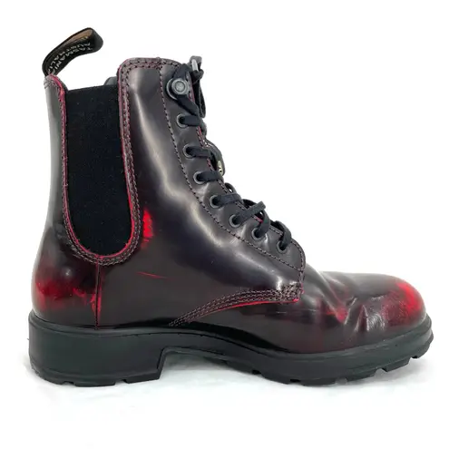 Blundstone Boots Bordeaux Brush Red Leather Lace Up Chelsea Shoes Size AU 4.5